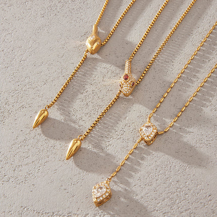 Midnight Coil Afterglow Serpent Zircon Lariat Necklace - view 2