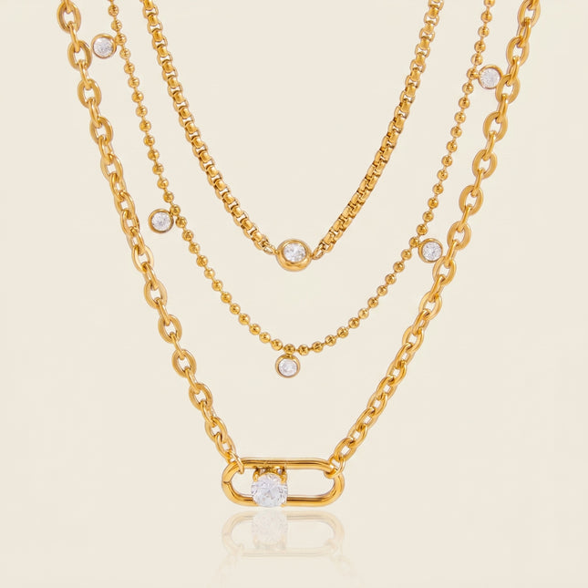 Bright Facet Fable Circular Zircon Layered Necklace