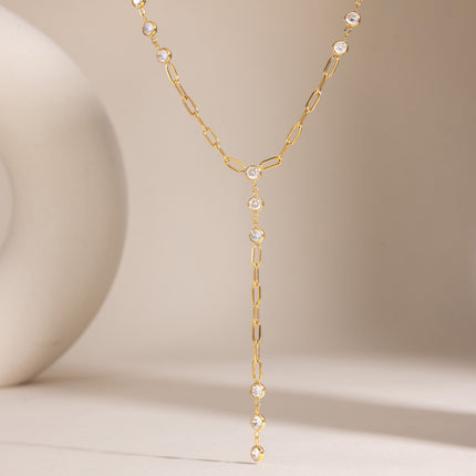 Frostlight Glow Circular Zircon Lariat Necklace - view 2
