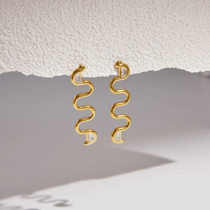 Tidal Muse Wave Zircon Drop Earrings - view 6