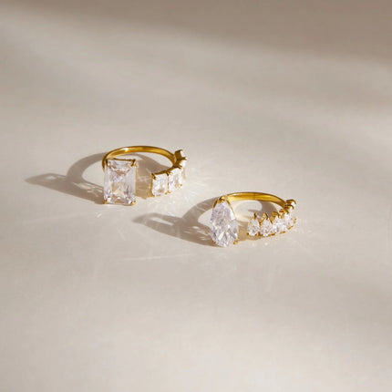 Bright Facet Fable Geometric Zircon Open Ring - view 6