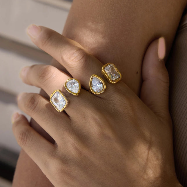 Starstone Glow Geometric Zircon Open Ring - view 2