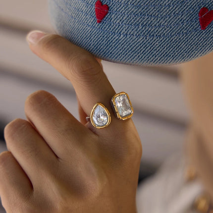 Starstone Glow Geometric Zircon Open Ring - view 3