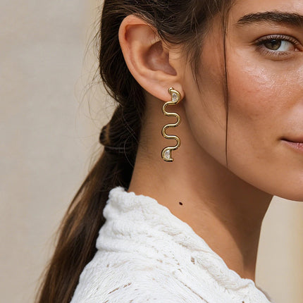 Tidal Muse Wave Zircon Drop Earrings - view 4