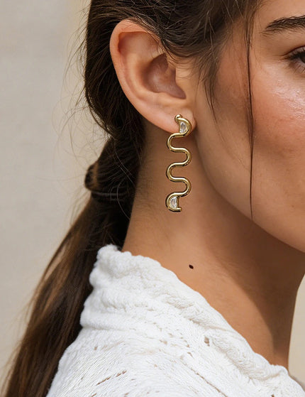 Tidal Muse Wave Zircon Drop Earrings - view 4