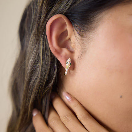 Nocturne Hush Serpent Rhinestone Huggie Earrings - view 5