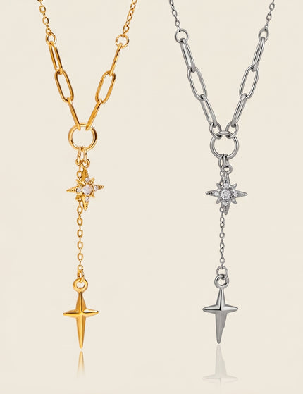 Night Compass Gleam Star Rhinestone Pendant Necklace