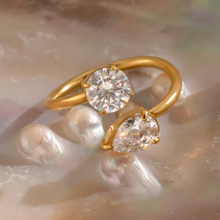Pear and Round Zircon Wrap Ring - view 6