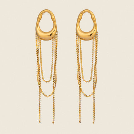 Sculpted Light Tassel Hoop Earrings