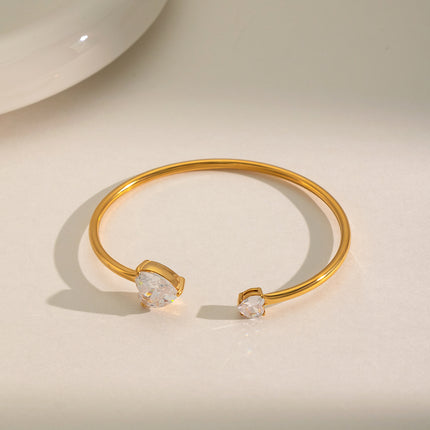 Duo Heart Zircon Cuff Bracelet - view 4