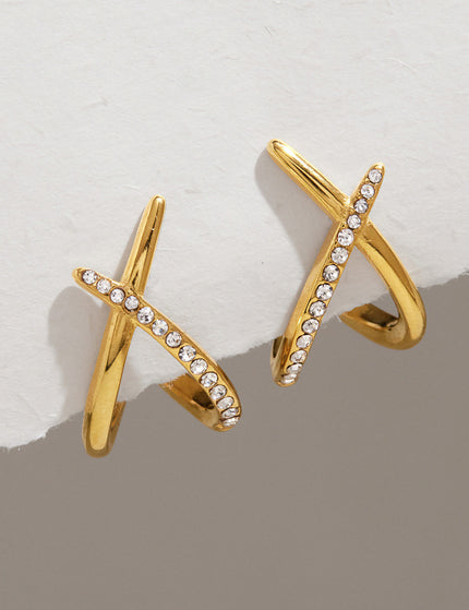 Crossed Light Murmur Crossed Zircon Stud Earrings - view 2