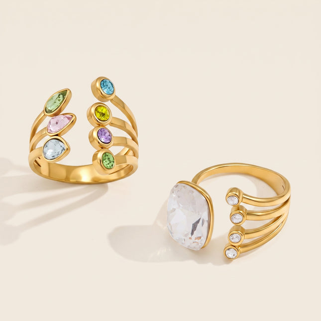 Bright Facet Veil Zircon Open Ring - view 2
