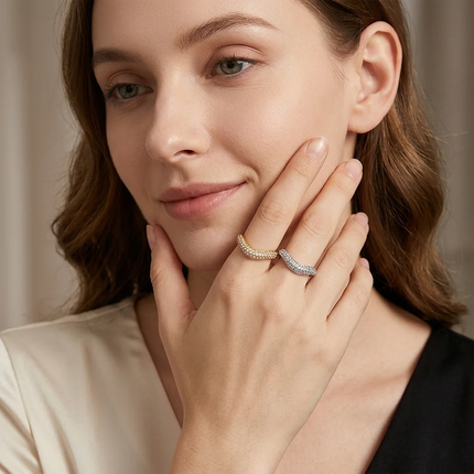 Bright Facet Current Circular Zircon Gemstone Ring - view 3
