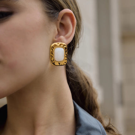 Pearl Haze Muse Square Pearl Stud Earrings - view 2