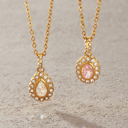 Fine Link Glow Chain Zircon Pendant Necklace - view 4