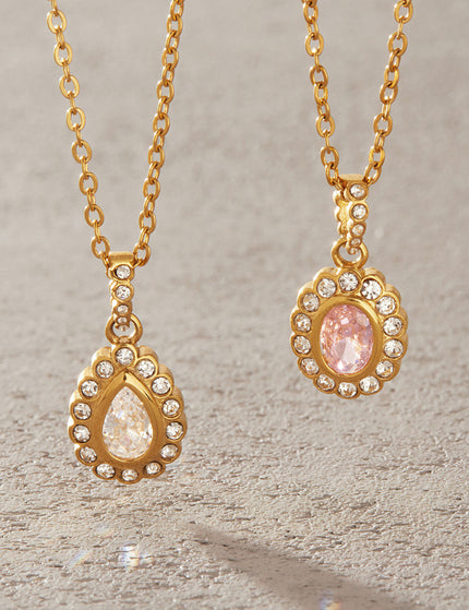 Fine Link Glow Chain Zircon Pendant Necklace - view 4