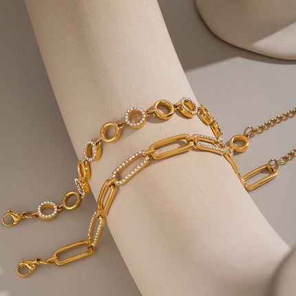 Bright Facet Geometric Zircon Chain Bracelet - view 5