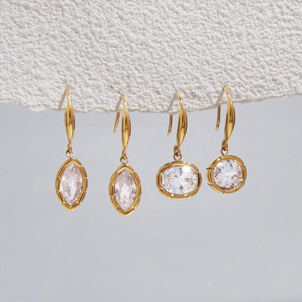 Starstone Whisper Geometric Zircon Drop Earrings - view 2
