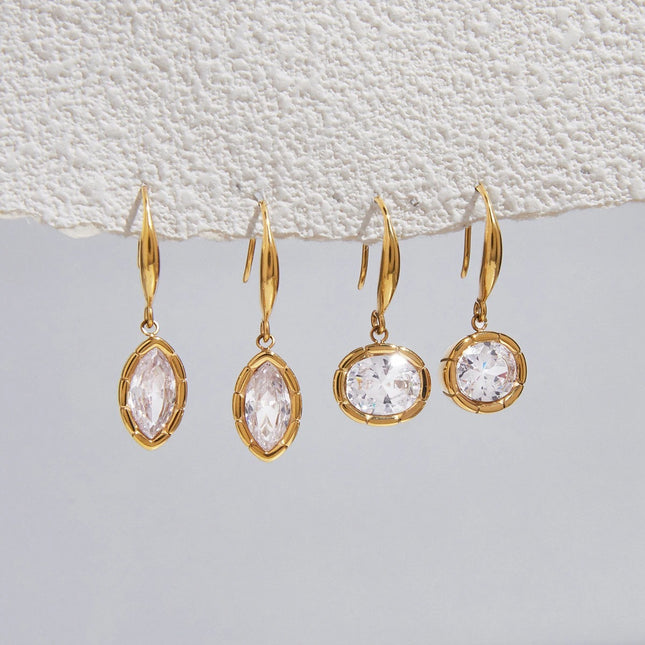 Starstone Whisper Geometric Zircon Drop Earrings - view 2
