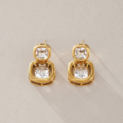 Bright Facet Hush Square Zircon Drop Earrings - view 2