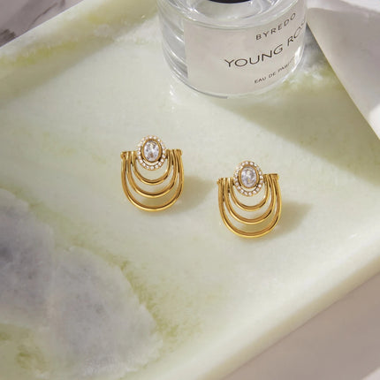Frostlight Trace Geometric Zircon Drop Earrings - view 6