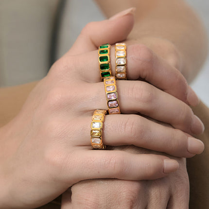 Bright Facet Ritual Rectangular Zircon Gemstone Ring - view 3
