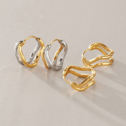 Tidal Drift Wave Pearl Hoop Earrings - view 5