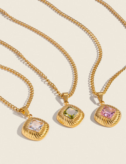 Velvet Current Square Glass Pendant Necklace