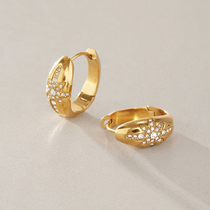 Midnight Spark Drift Star Rhinestone Hoop Earrings - view 5