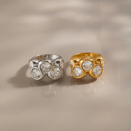 Frostlight Echo Circular Zircon Gemstone Ring - view 2