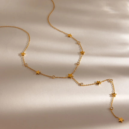 Night Compass Whisper Star Zircon Lariat Necklace - view 6
