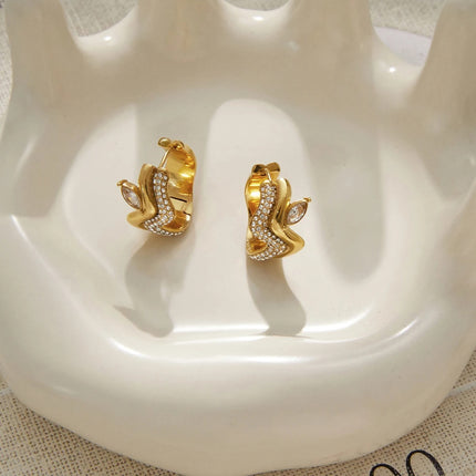 Shoreline Promise Wave Zircon Hoop Earrings - view 6