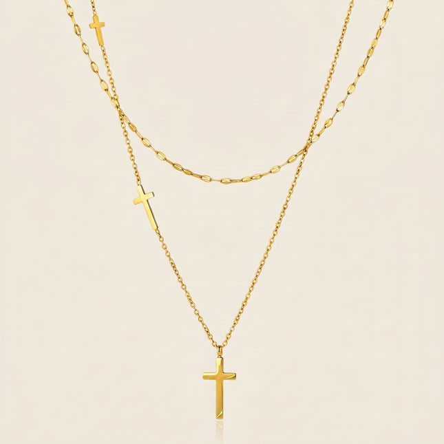 Crossed Light Ritual Crossed Pendant Necklace