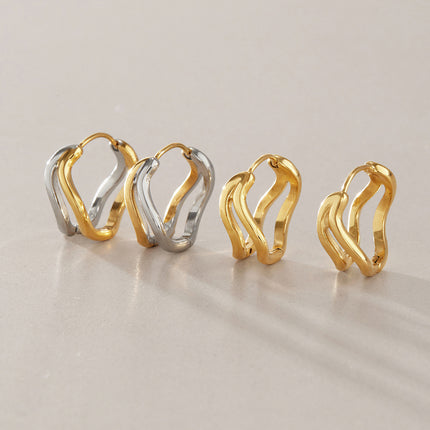 Tidal Drift Wave Pearl Hoop Earrings - view 2
