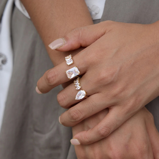 Bright Facet Fable Geometric Zircon Open Ring - view 2