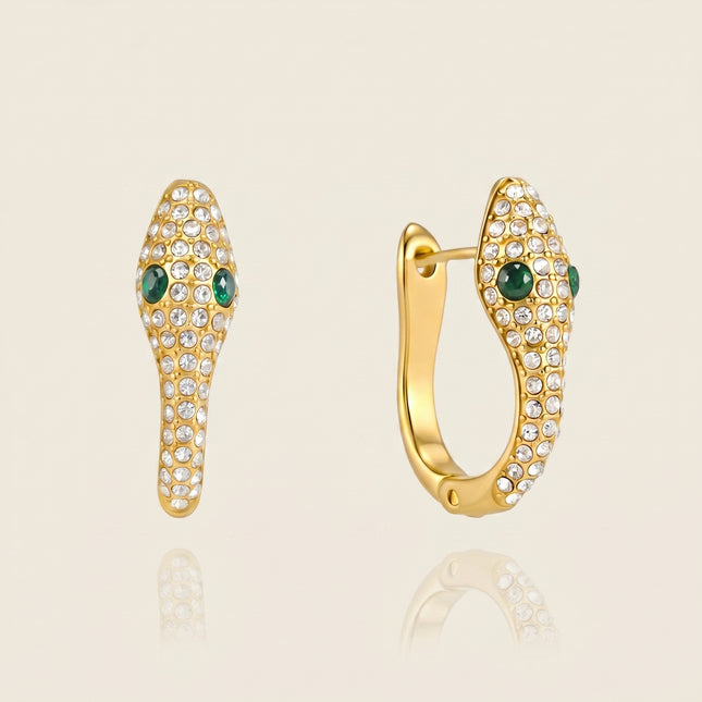 Nocturne Hush Serpent Rhinestone Huggie Earrings - view 2