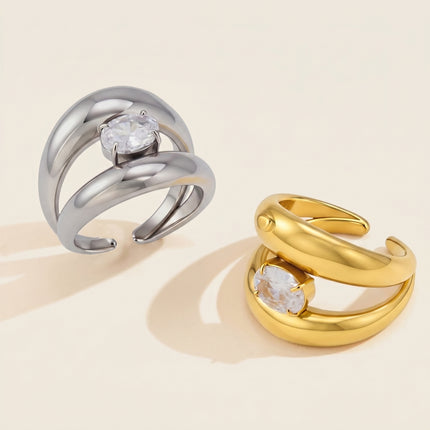 Starstone Drift Oval Zircon Open Ring