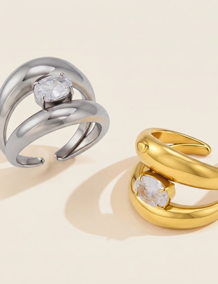 Starstone Drift Oval Zircon Open Ring