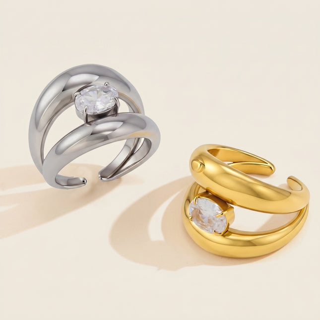 Starstone Drift Oval Zircon Open Ring