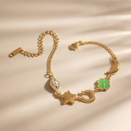 Meadow Charm Echo Clover Zircon Charm Bracelet - view 5