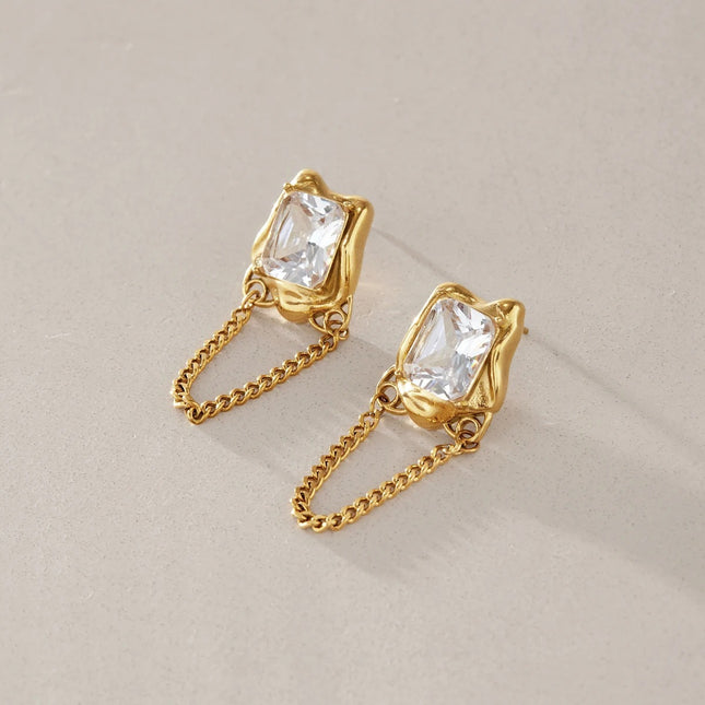 Frostlight Poem Oval Zircon Drop Earrings - view 2