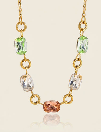 Linked Light Aura Chain Rhinestone Pendant Necklace