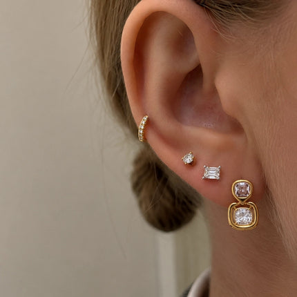 Bright Facet Hush Square Zircon Drop Earrings - view 4