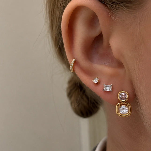 Bright Facet Hush Square Zircon Drop Earrings - view 4