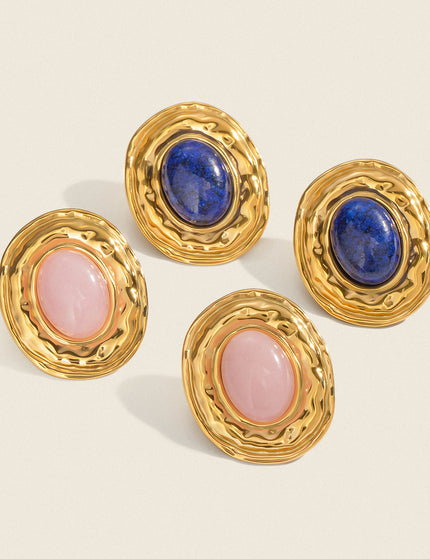 Quiet Orbit Reverie Oval Stone Stud Earrings - view 2