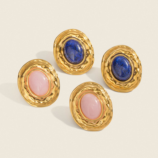 Quiet Orbit Reverie Oval Stone Stud Earrings - view 2