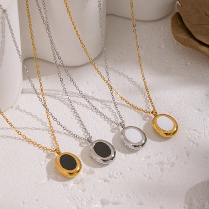 Colorwash Oval Enamel Pendant Necklace - view 2
