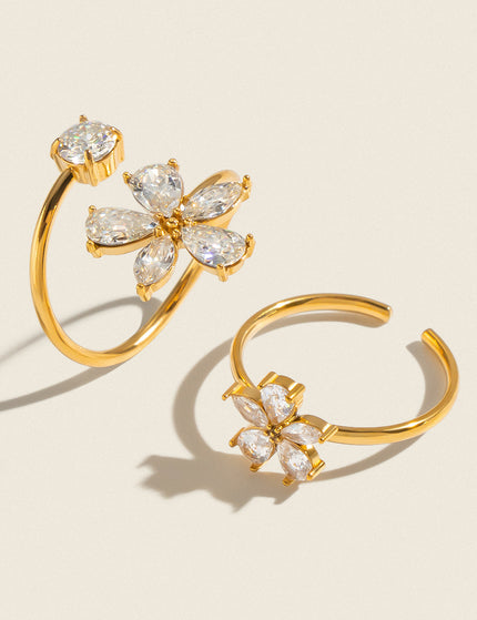 Petal Afterglow Floral Zircon Open Ring