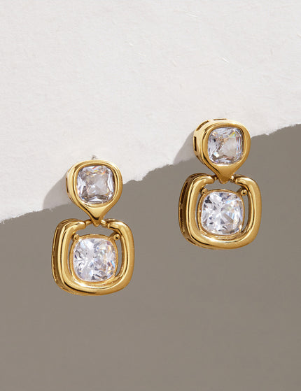 Bright Facet Hush Square Zircon Drop Earrings - view 6