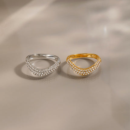 Bright Facet Current Circular Zircon Gemstone Ring - view 2